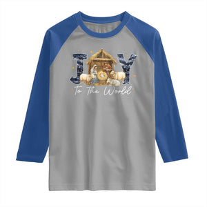 Nativity Scene Raglan Shirt Christian Christmas Jesus Joy To The World TS10 Sport Gray Royal Print Your Wear