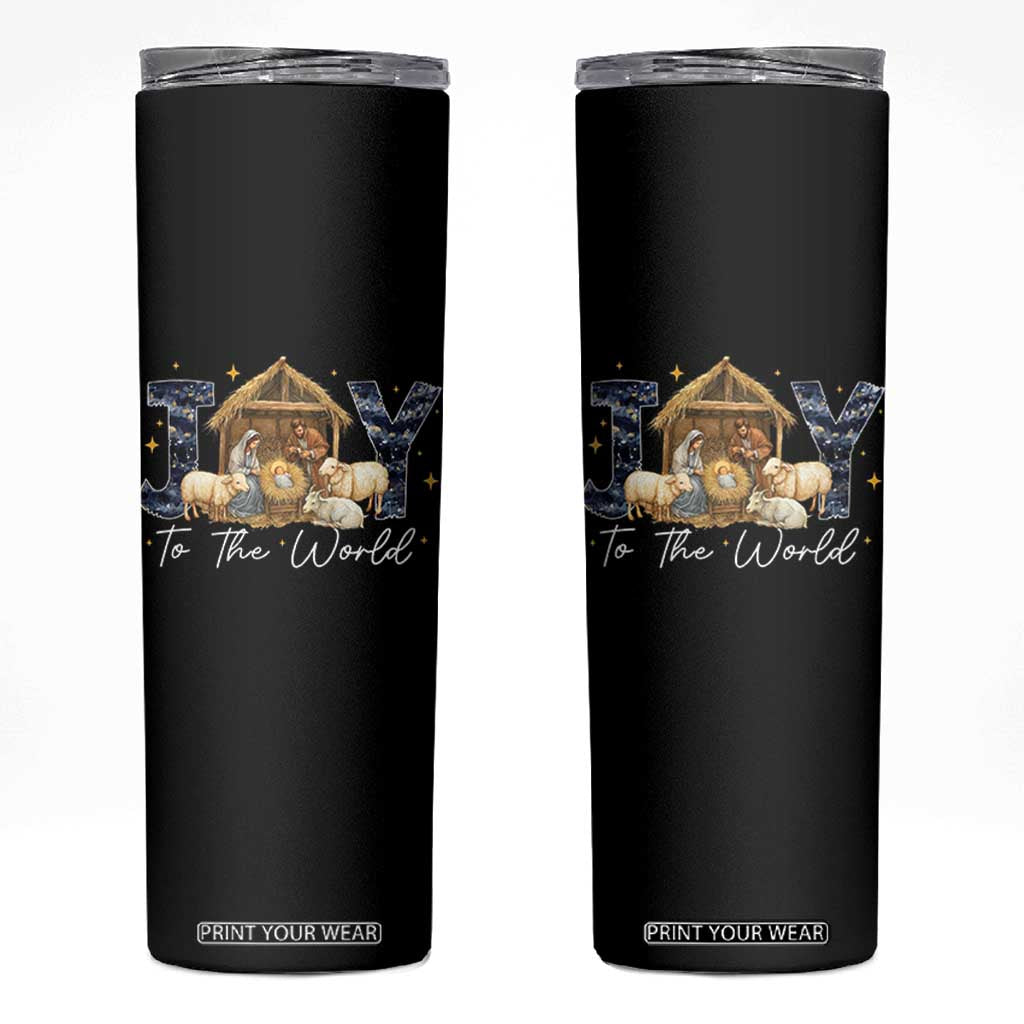 Nativity Scene Skinny Tumbler Christian Christmas Jesus Joy To The World TS10 Black Print Your Wear