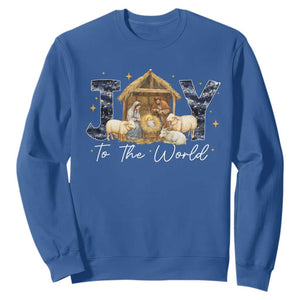 Nativity Scene Sweatshirt Christian Christmas Jesus Joy To The World TS10 Royal Blue Print Your Wear