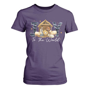 Nativity Scene T Shirt For Women Christian Christmas Jesus Joy To The World TS10 Purple Print Your Wear