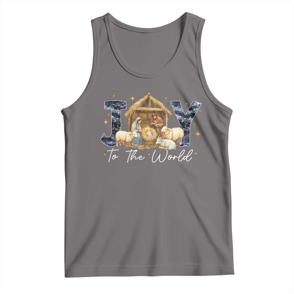 Nativity Scene Tank Top Christian Christmas Jesus Joy To The World TS10 Deep Heather Print Your Wear