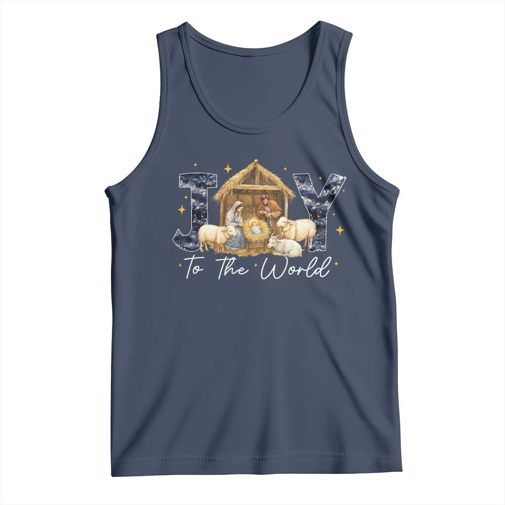 Nativity Scene Tank Top Christian Christmas Jesus Joy To The World TS10 Navy Print Your Wear