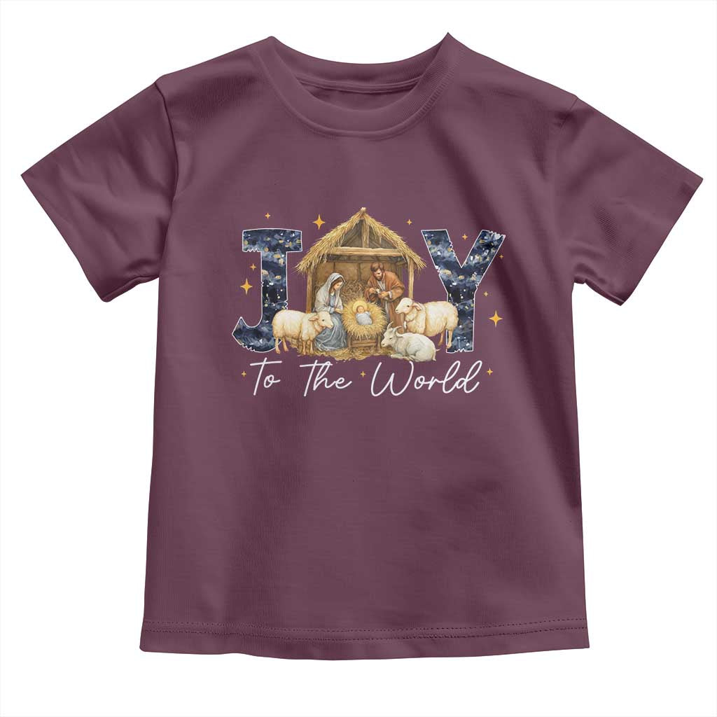 Nativity Scene Toddler T Shirt Christian Christmas Jesus Joy To The World TS10 Maroon Print Your Wear
