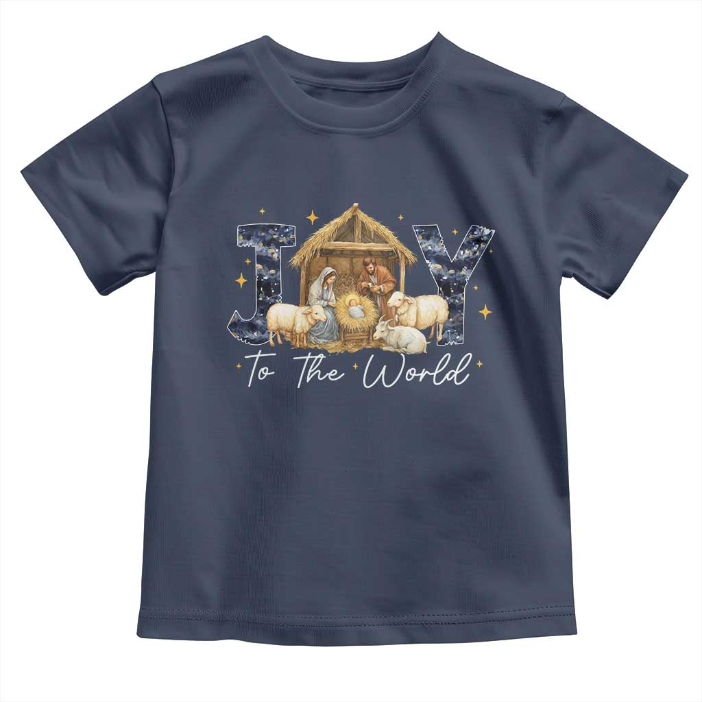 Nativity Scene Toddler T Shirt Christian Christmas Jesus Joy To The World TS10 Navy Print Your Wear