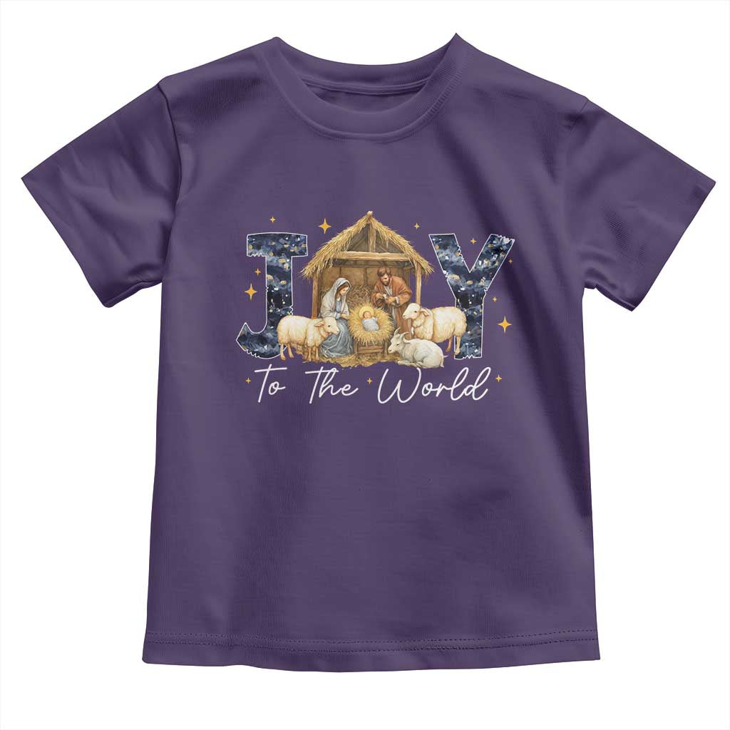 Nativity Scene Toddler T Shirt Christian Christmas Jesus Joy To The World TS10 Purple Print Your Wear