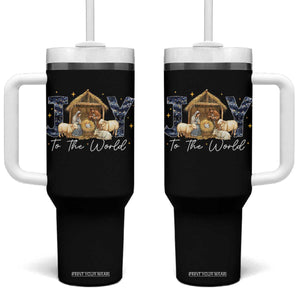 Nativity Scene Tumbler With Handle Christian Christmas Jesus Joy To The World TS10 One Size: 40 oz Black Print Your Wear