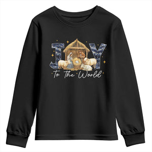 Nativity Scene Youth Sweatshirt Christian Christmas Jesus Joy To The World TS10 Black Print Your Wear