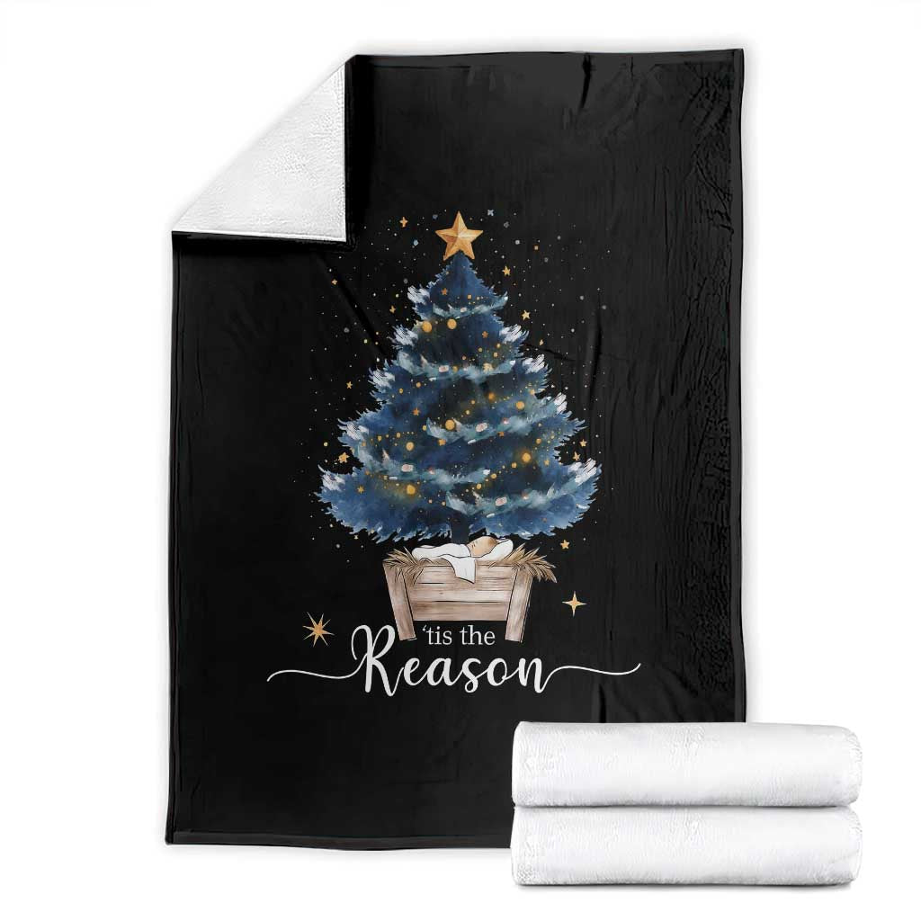 Nativity Scene Throw Blanket Jesus Reason Tis The Season Christian Christmas Tree TS10 Black Print Your Wear