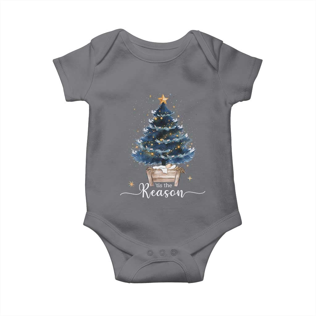 Nativity Scene Baby Onesie Jesus Reason Tis The Season Christian Christmas Tree TS10 Charcoal Print Your Wear