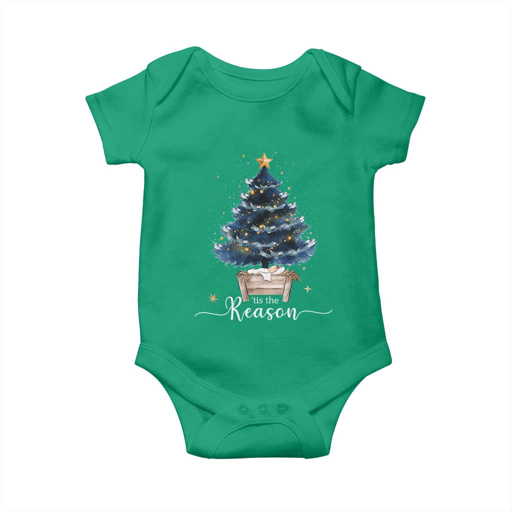 Nativity Scene Baby Onesie Jesus Reason Tis The Season Christian Christmas Tree TS10 Irish Green Print Your Wear