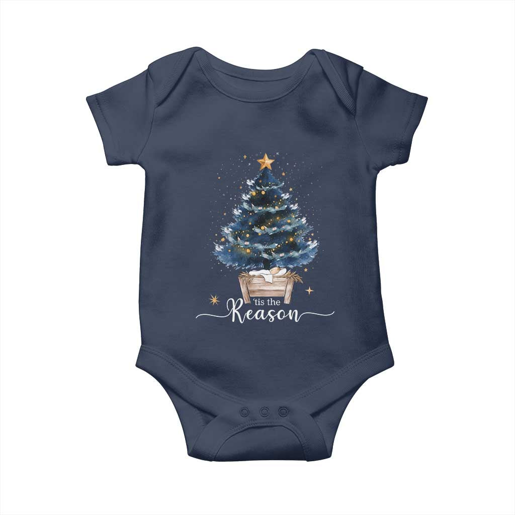 Nativity Scene Baby Onesie Jesus Reason Tis The Season Christian Christmas Tree TS10 Navy Print Your Wear