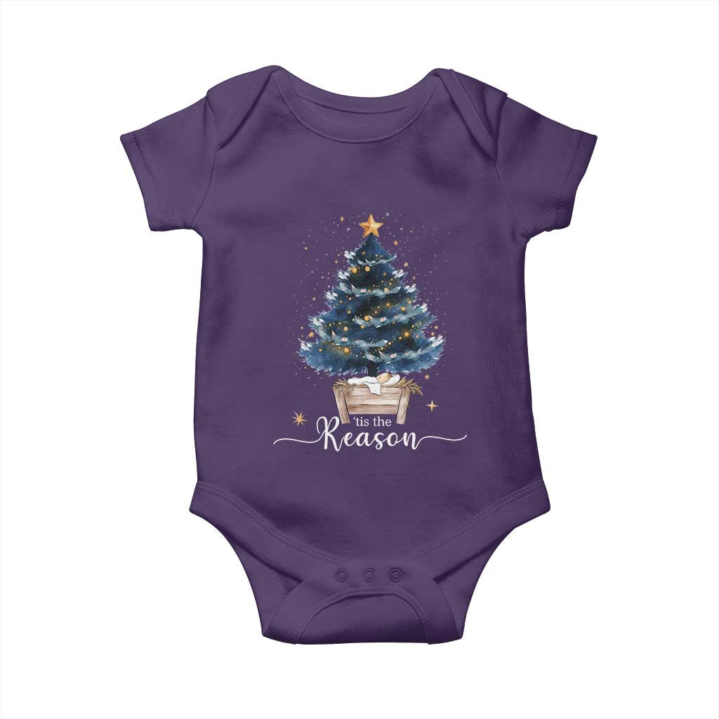 Nativity Scene Baby Onesie Jesus Reason Tis The Season Christian Christmas Tree TS10 Purple Print Your Wear