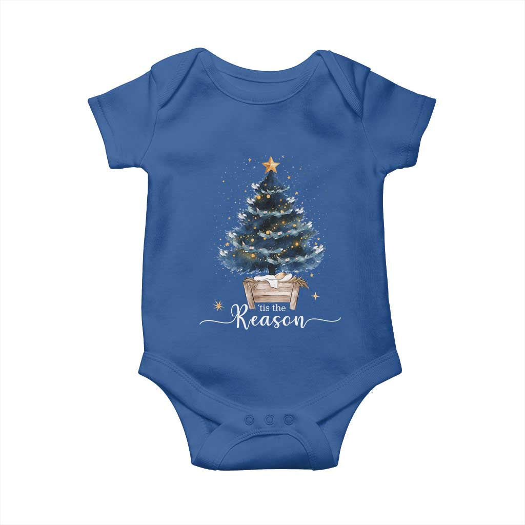 Nativity Scene Baby Onesie Jesus Reason Tis The Season Christian Christmas Tree TS10 Royal Blue Print Your Wear
