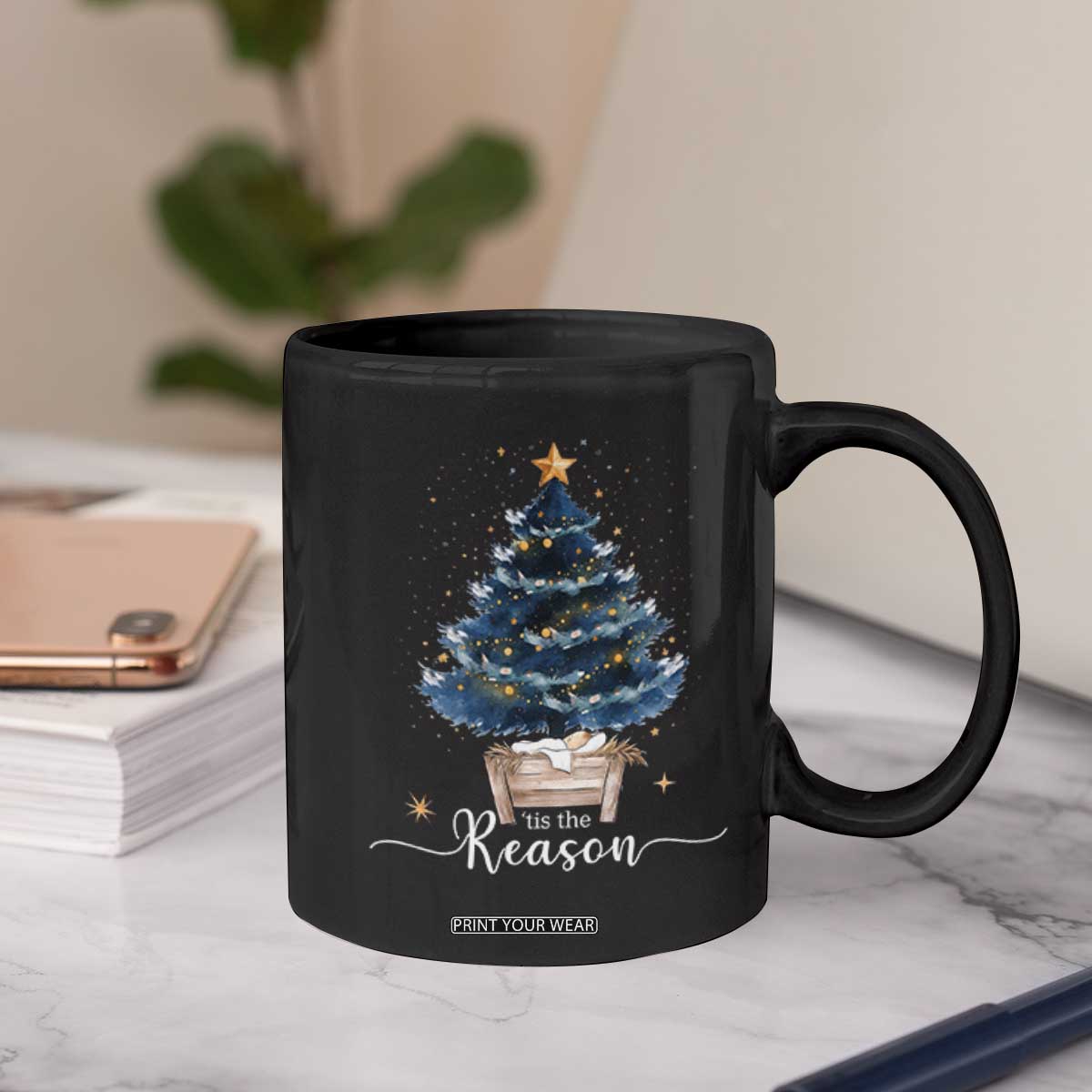 Nativity Scene Coffee Mug Jesus Reason Tis The Season Christian Christmas Tree TS10 Print Your Wear