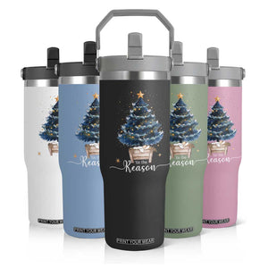 Nativity Scene Flip Straw Tumbler Jesus Reason Tis The Season Christian Christmas Tree TS10 Print Your Wear