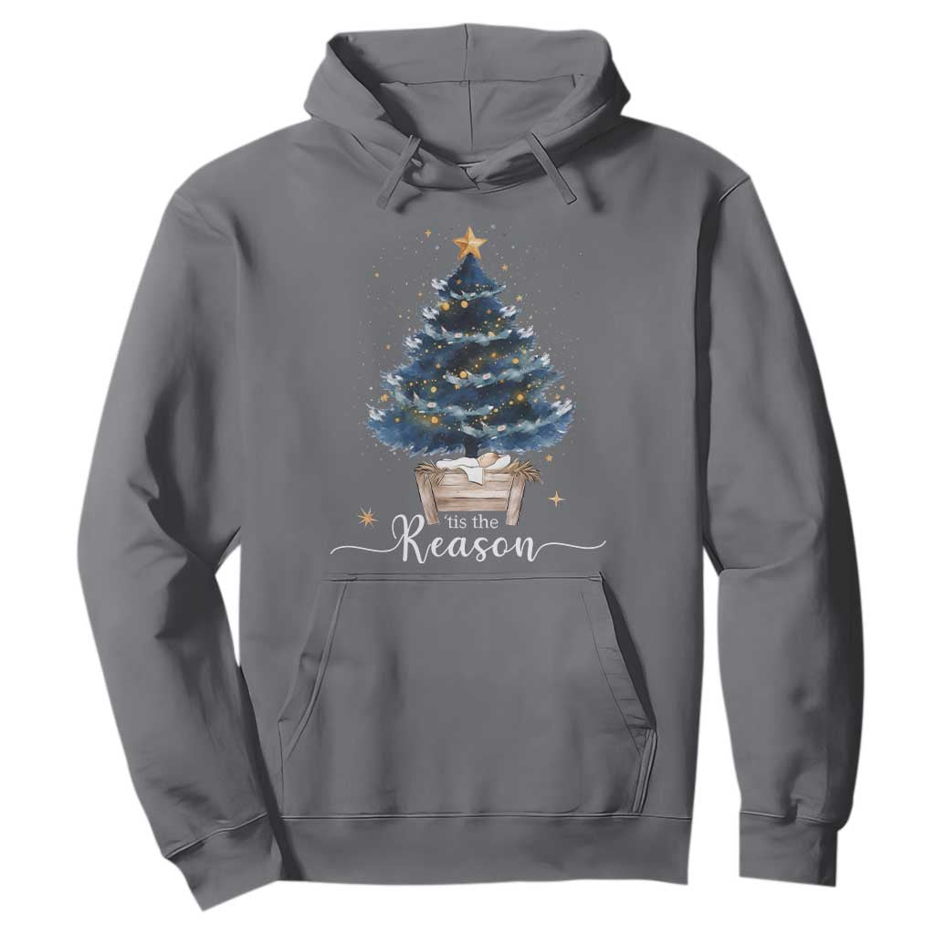 Nativity Scene Hoodie Jesus Reason Tis The Season Christian Christmas Tree TS10 Charcoal Print Your Wear