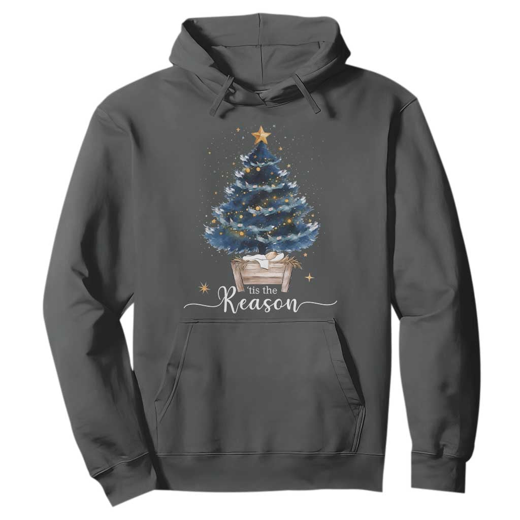 Nativity Scene Hoodie Jesus Reason Tis The Season Christian Christmas Tree TS10 Dark Heather Print Your Wear