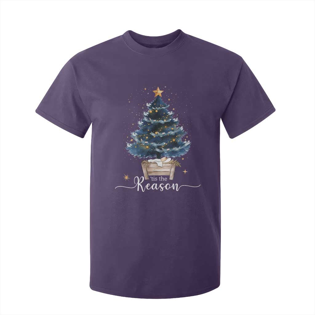 Nativity Scene T Shirt For Kid Jesus Reason Tis The Season Christian Christmas Tree TS10 Purple Print Your Wear