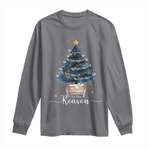 Nativity Scene Long Sleeve Shirt Jesus Reason Tis The Season Christian Christmas Tree TS10 Charcoal Print Your Wear