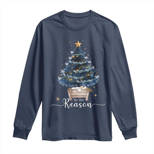 Nativity Scene Long Sleeve Shirt Jesus Reason Tis The Season Christian Christmas Tree TS10 Navy Print Your Wear