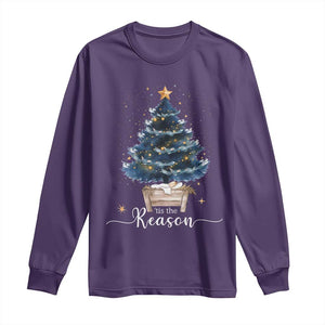 Nativity Scene Long Sleeve Shirt Jesus Reason Tis The Season Christian Christmas Tree TS10 Purple Print Your Wear