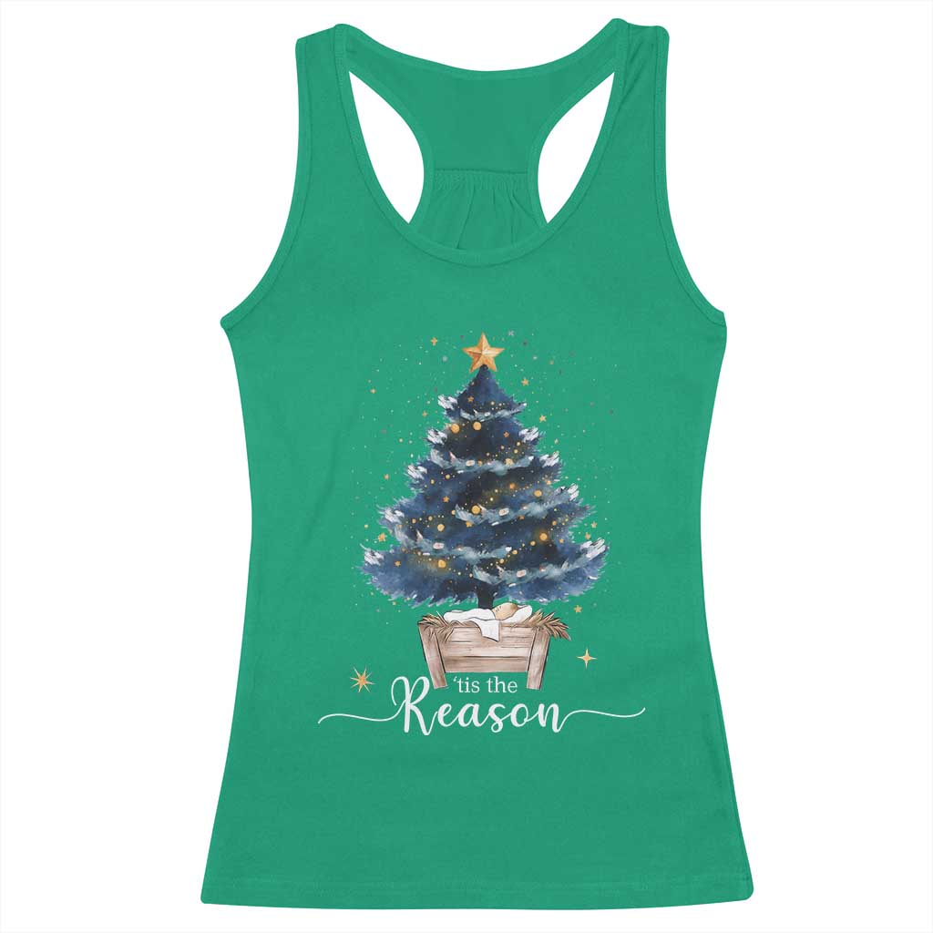 Nativity Scene Racerback Tank Top Jesus Reason Tis The Season Christian Christmas Tree TS10 Irish Green Print Your Wear