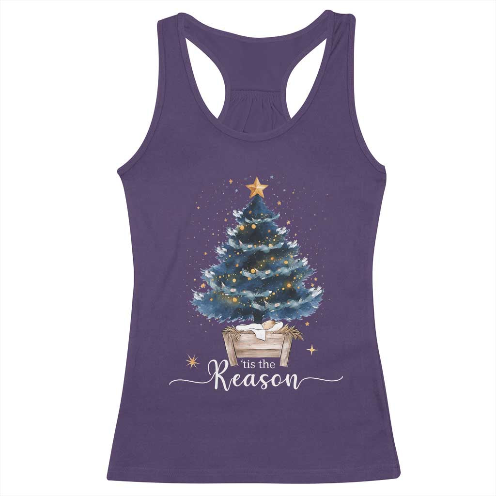 Nativity Scene Racerback Tank Top Jesus Reason Tis The Season Christian Christmas Tree TS10 Purple Print Your Wear