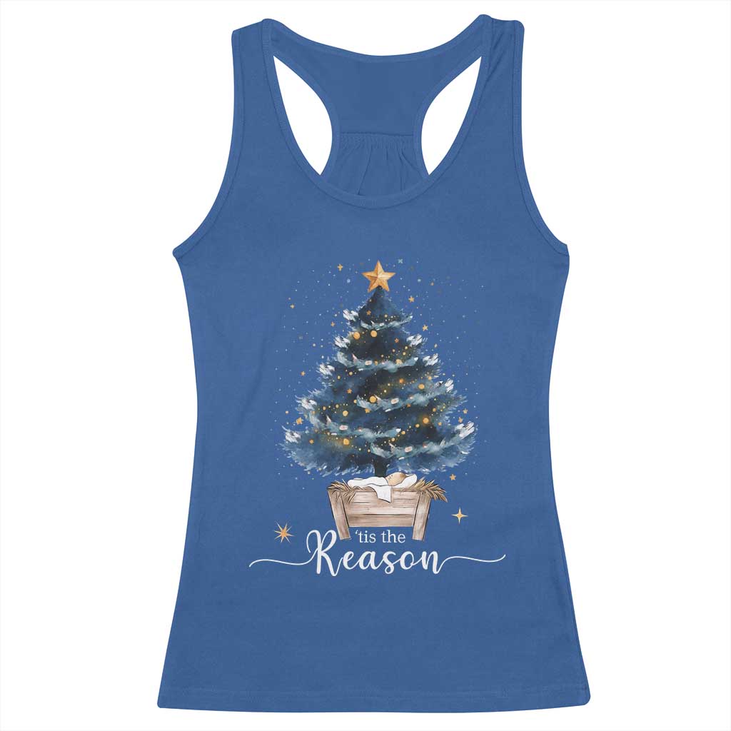 Nativity Scene Racerback Tank Top Jesus Reason Tis The Season Christian Christmas Tree TS10 Royal Blue Print Your Wear