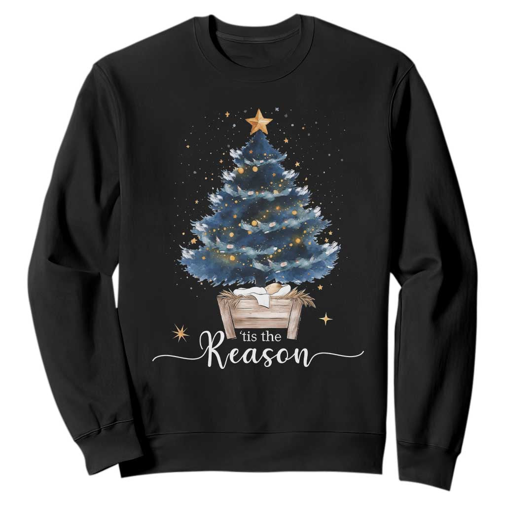 Nativity Scene Sweatshirt Jesus Reason Tis The Season Christian Christmas Tree TS10 Black Print Your Wear