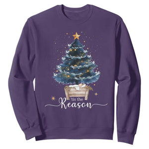 Nativity Scene Sweatshirt Jesus Reason Tis The Season Christian Christmas Tree TS10 Purple Print Your Wear