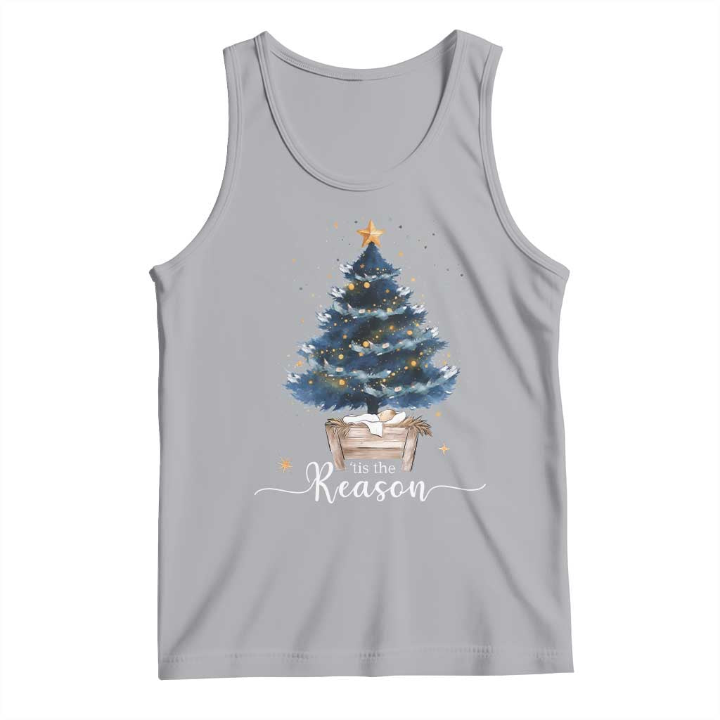 Nativity Scene Tank Top Jesus Reason Tis The Season Christian Christmas Tree TS10 Athletic Heather Print Your Wear