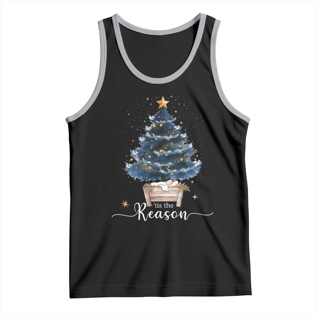 Nativity Scene Tank Top Jesus Reason Tis The Season Christian Christmas Tree TS10 Black Athletic Heather Print Your Wear