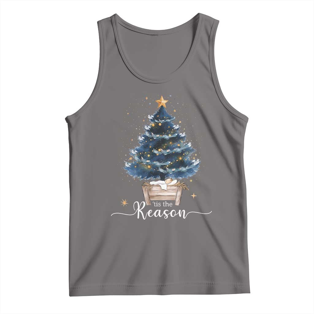 Nativity Scene Tank Top Jesus Reason Tis The Season Christian Christmas Tree TS10 Deep Heather Print Your Wear
