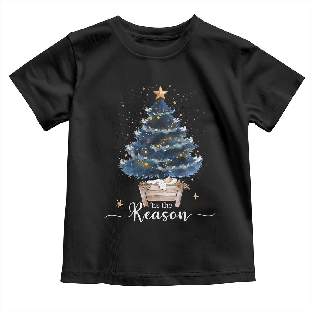 Nativity Scene Toddler T Shirt Jesus Reason Tis The Season Christian Christmas Tree TS10 Black Print Your Wear