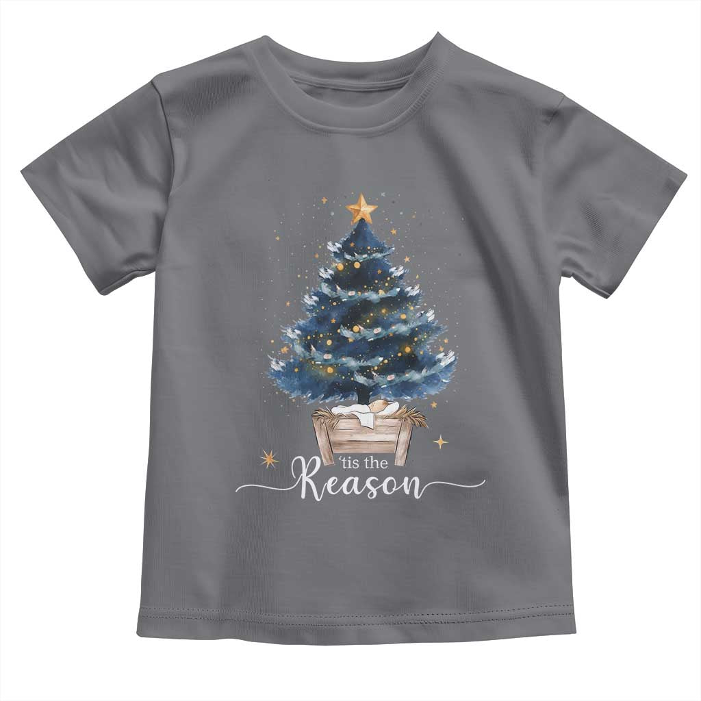 Nativity Scene Toddler T Shirt Jesus Reason Tis The Season Christian Christmas Tree TS10 Charcoal Print Your Wear