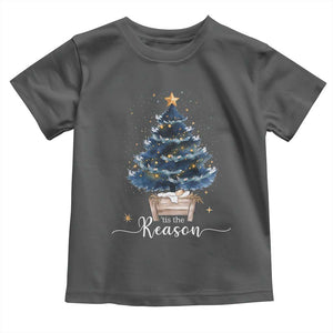 Nativity Scene Toddler T Shirt Jesus Reason Tis The Season Christian Christmas Tree TS10 Dark Heather Print Your Wear