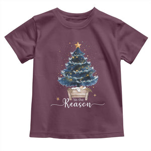 Nativity Scene Toddler T Shirt Jesus Reason Tis The Season Christian Christmas Tree TS10 Maroon Print Your Wear