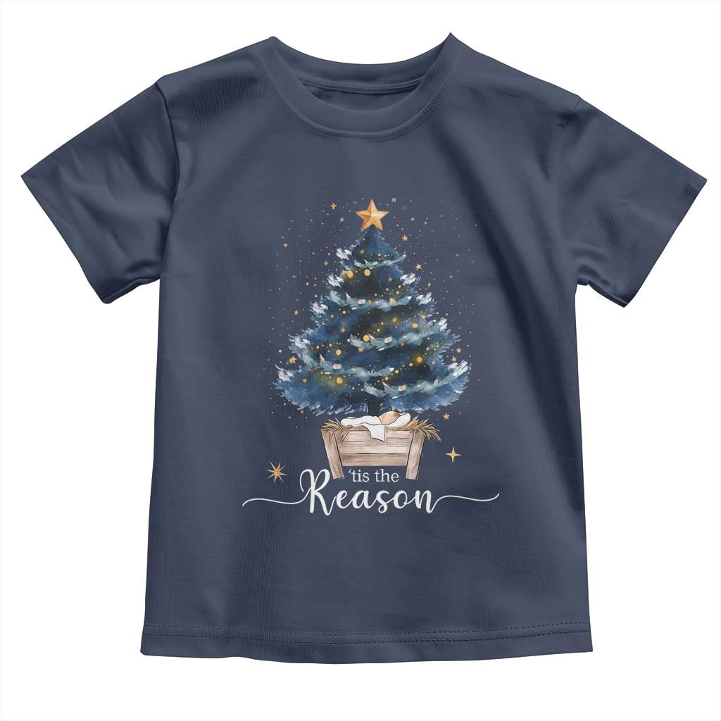 Nativity Scene Toddler T Shirt Jesus Reason Tis The Season Christian Christmas Tree TS10 Navy Print Your Wear