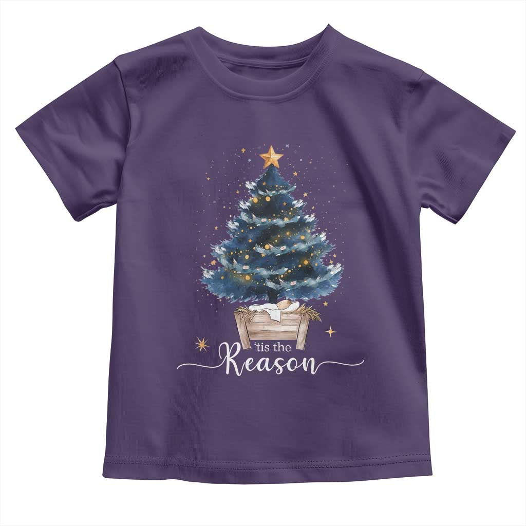 Nativity Scene Toddler T Shirt Jesus Reason Tis The Season Christian Christmas Tree TS10 Purple Print Your Wear