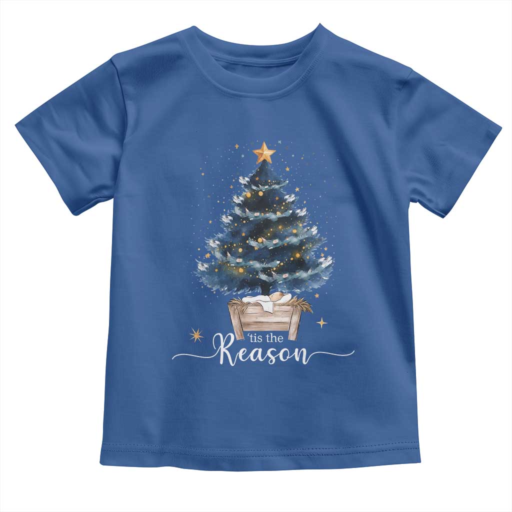 Nativity Scene Toddler T Shirt Jesus Reason Tis The Season Christian Christmas Tree TS10 Royal Blue Print Your Wear