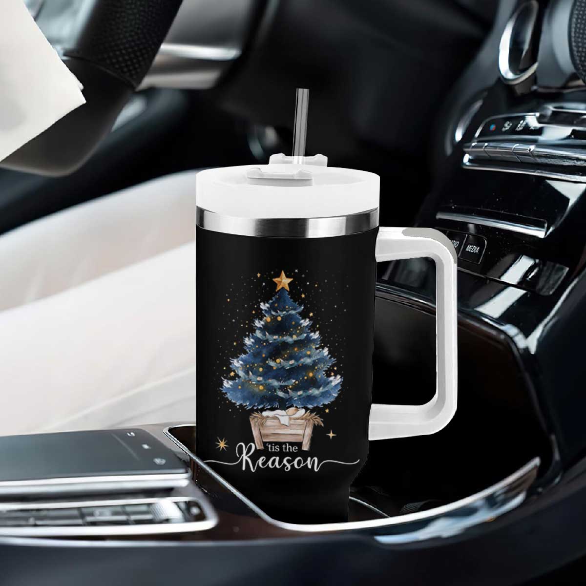 Nativity Scene Tumbler With Handle Jesus Reason Tis The Season Christian Christmas Tree TS10 Print Your Wear
