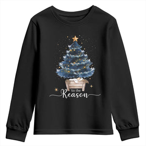 Nativity Scene Youth Sweatshirt Jesus Reason Tis The Season Christian Christmas Tree TS10 Black Print Your Wear