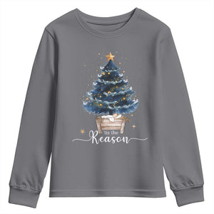 Nativity Scene Youth Sweatshirt Jesus Reason Tis The Season Christian Christmas Tree TS10 Charcoal Print Your Wear
