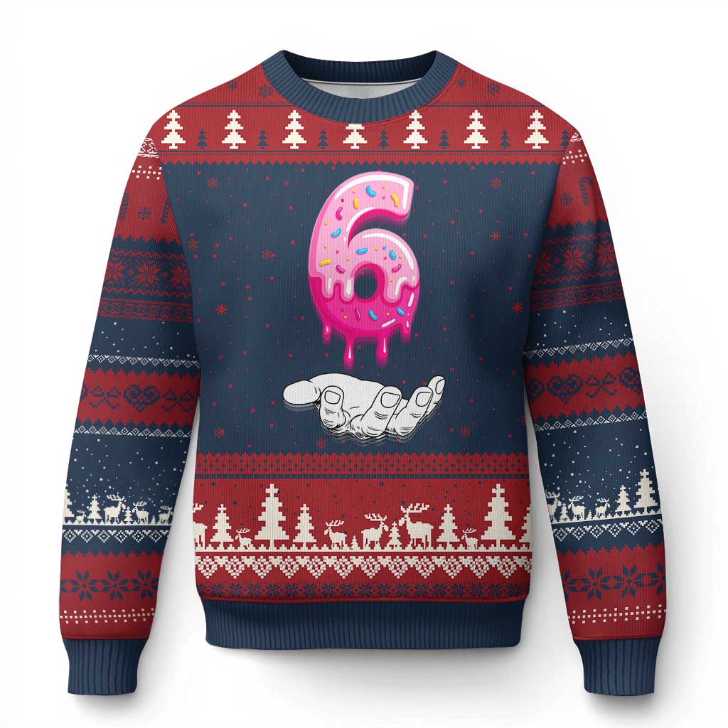 Funny 67 Six Seven Meme Couple Matching Ugly Christmas Sweater Number 6 Baseball Ice Cream Drip TS10 Navy Red Print Your Wear