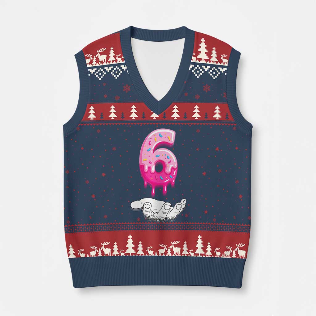 Funny 67 Six Seven Meme Couple Matching V-Neck Knit Sweater Vest Number 6 Baseball Ice Cream Drip TS10 Navy Red Print Your Wear