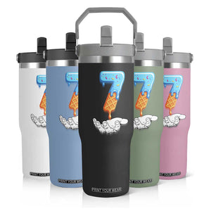 Funny 67 Six Seven Meme Couple Matching Flip Straw Tumbler Number 7 Baseball Ice Cream Drip TS10 Print Your Wear