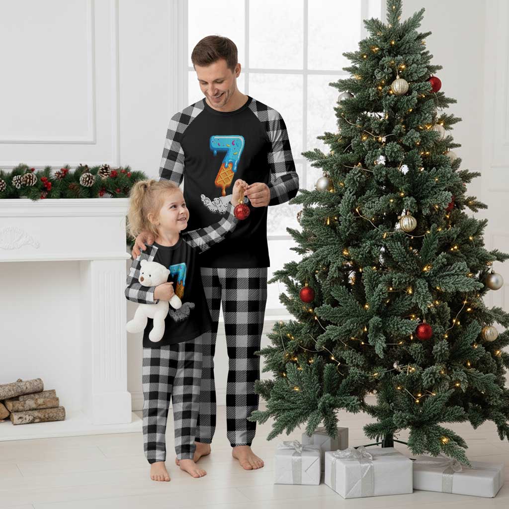 Funny 67 Six Seven Meme Couple Matching Plaid Pajama Set Number 7 Baseball Ice Cream Drip TS10 White Plaid Print Your Wear