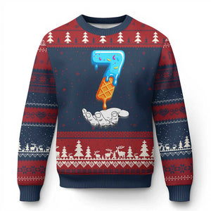 Funny 67 Six Seven Meme Couple Matching Ugly Christmas Sweater Number 7 Baseball Ice Cream Drip TS10 Navy Red Print Your Wear
