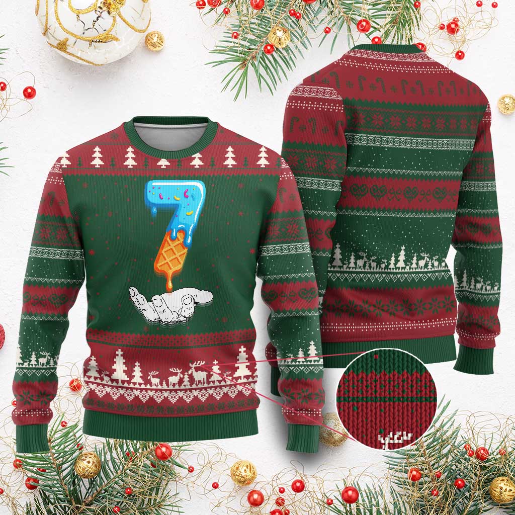 Funny 67 Six Seven Meme Couple Matching Ugly Christmas Sweater Number 7 Baseball Ice Cream Drip TS10 Red Green Print Your Wear