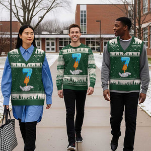 Funny 67 Six Seven Meme Couple Matching V-Neck Knit Sweater Vest Number 7 Baseball Ice Cream Drip TS10 Forest Green Beige Print Your Wear